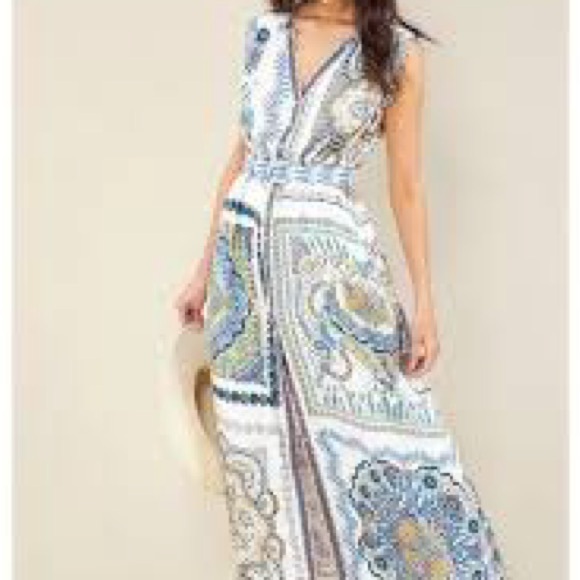 Hale Bob Bohemian “Asha” Maxi Dress with Paisley Print Large - Picture 1 of 7